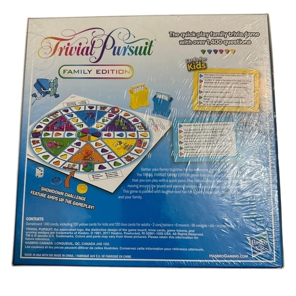 Trivial Pursuit Board Game - Family Edition By Hasbro Gaming NEW - Picture 2 of 2